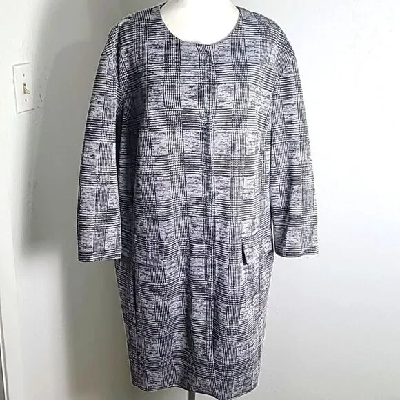Jones New York Gray & White Tweed Coat, Size XL - Picture 3 of 14